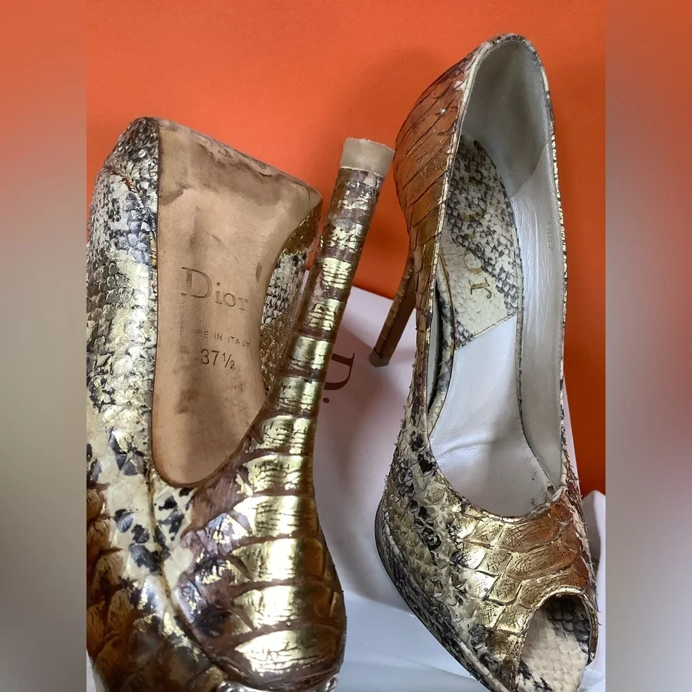 Dior Python Peep Toe Pumps - Picture 9 of 11